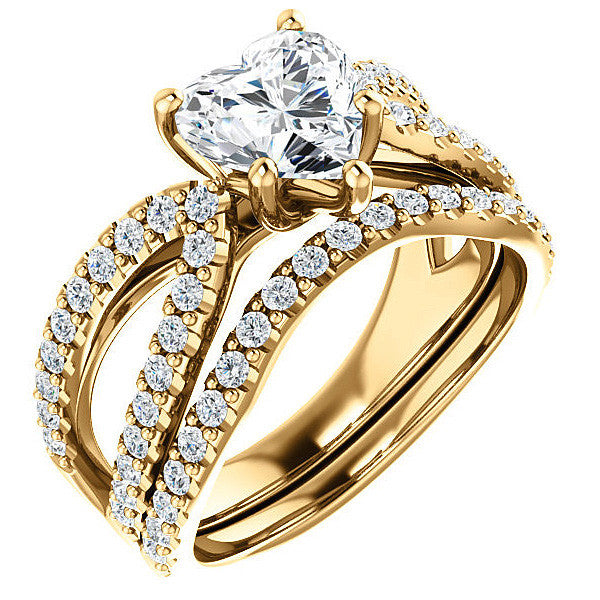 Heart shaped Moissanite Infinity Style Engagement Ring