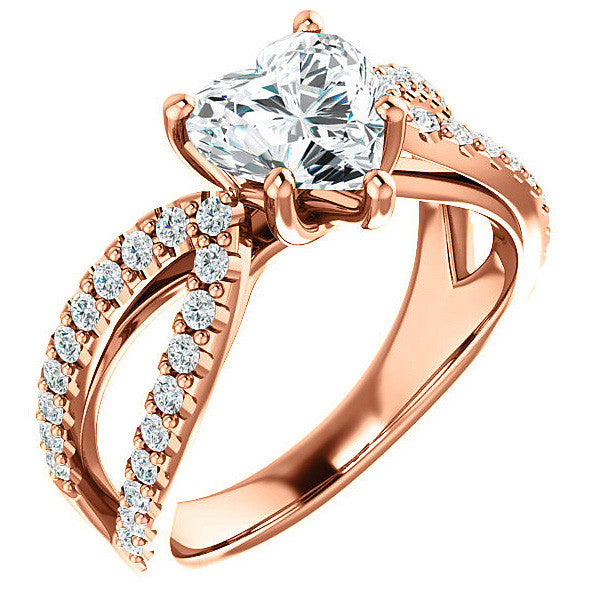 Heart shaped Moissanite Infinity Style Engagement Ring