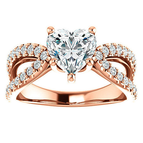 Heart shaped Moissanite Infinity Style Engagement Ring