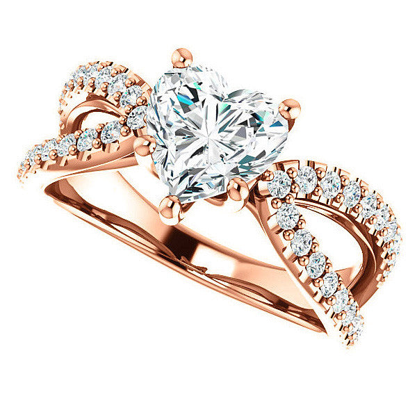 Heart shaped Moissanite Infinity Style Engagement Ring