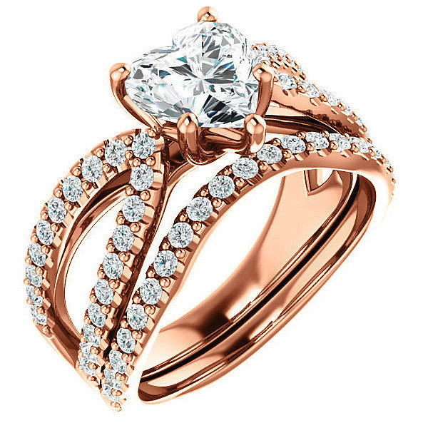 Heart shaped Moissanite Infinity Style Engagement Ring