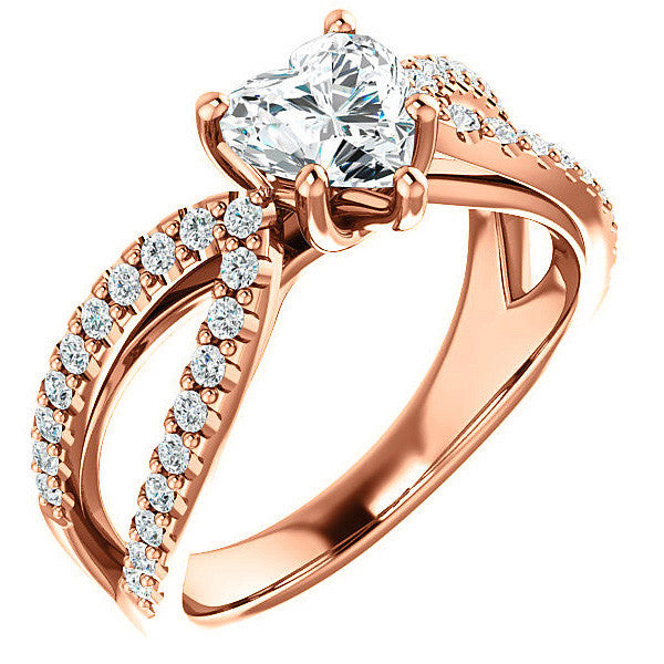 Heart shaped Moissanite Infinity Style Engagement Ring