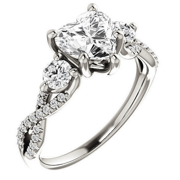 Heart Moissanite Infinity Style Engagement Ring