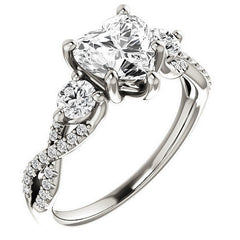 Heart Moissanite Infinity Style Engagement Ring