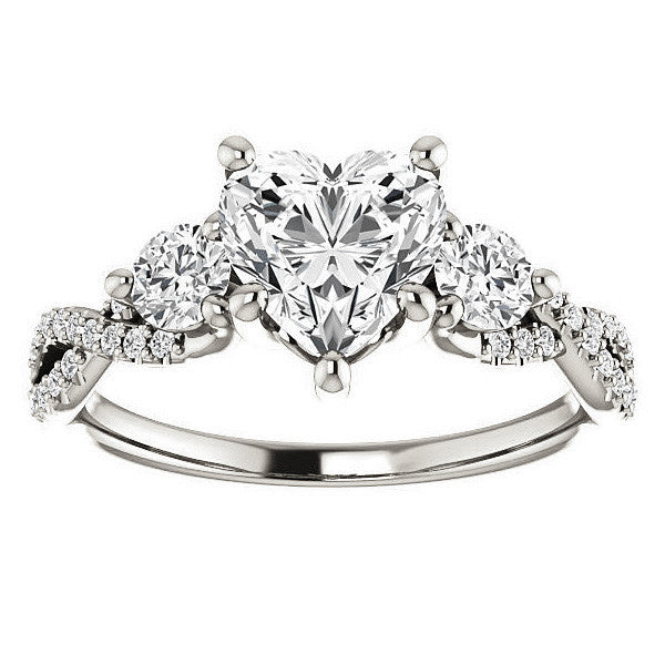 Heart Moissanite Infinity Style Engagement Ring