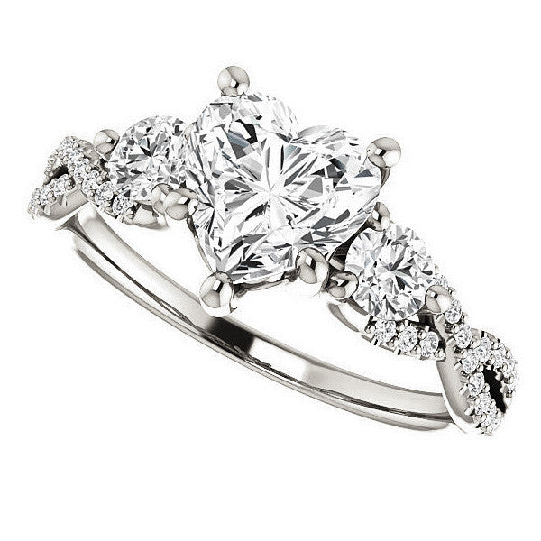 Heart Moissanite Infinity Style Engagement Ring