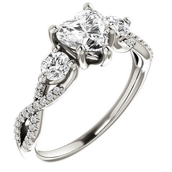 Heart Moissanite Infinity Style Engagement Ring