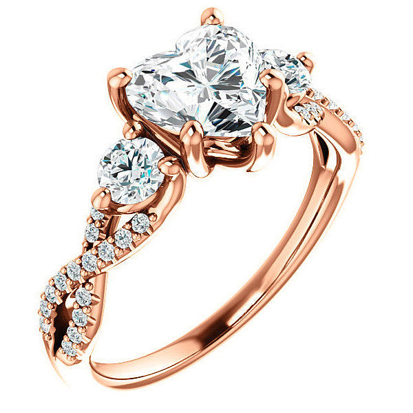 Heart Moissanite Infinity Style Engagement Ring