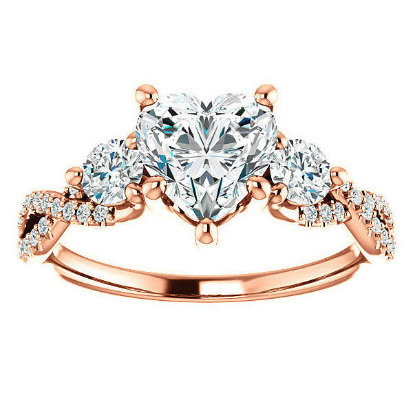 Heart Moissanite Infinity Style Engagement Ring