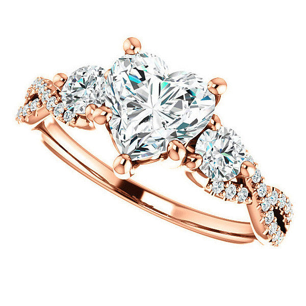 Heart Moissanite Infinity Style Engagement Ring