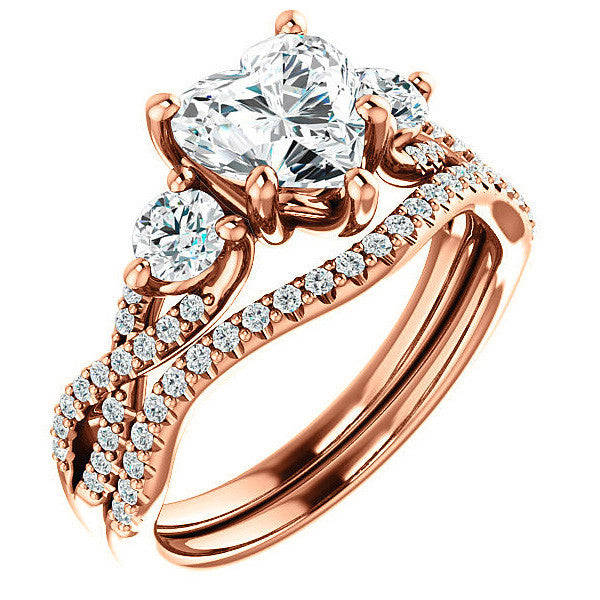 Heart Moissanite Infinity Style Engagement Ring