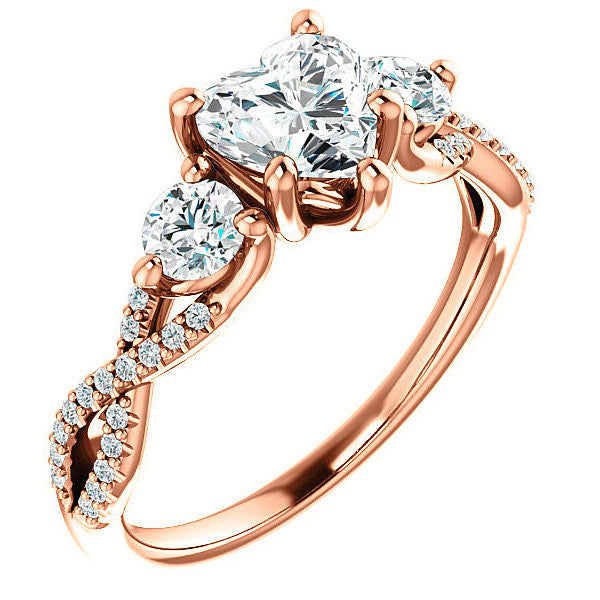 Heart Moissanite Infinity Style Engagement Ring