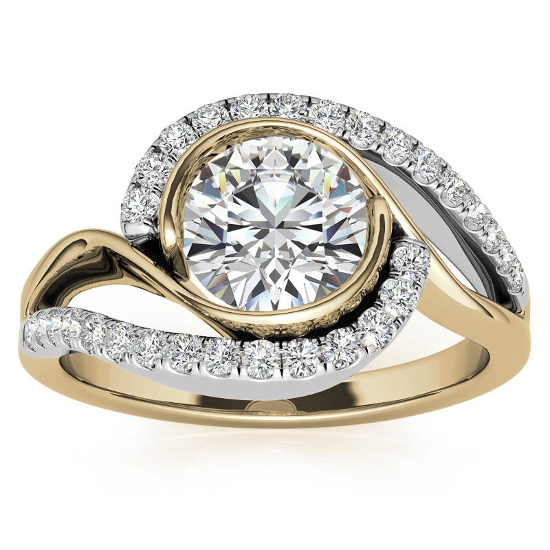 Bypass Bezel Split Shank Moissanite Engagement Ring