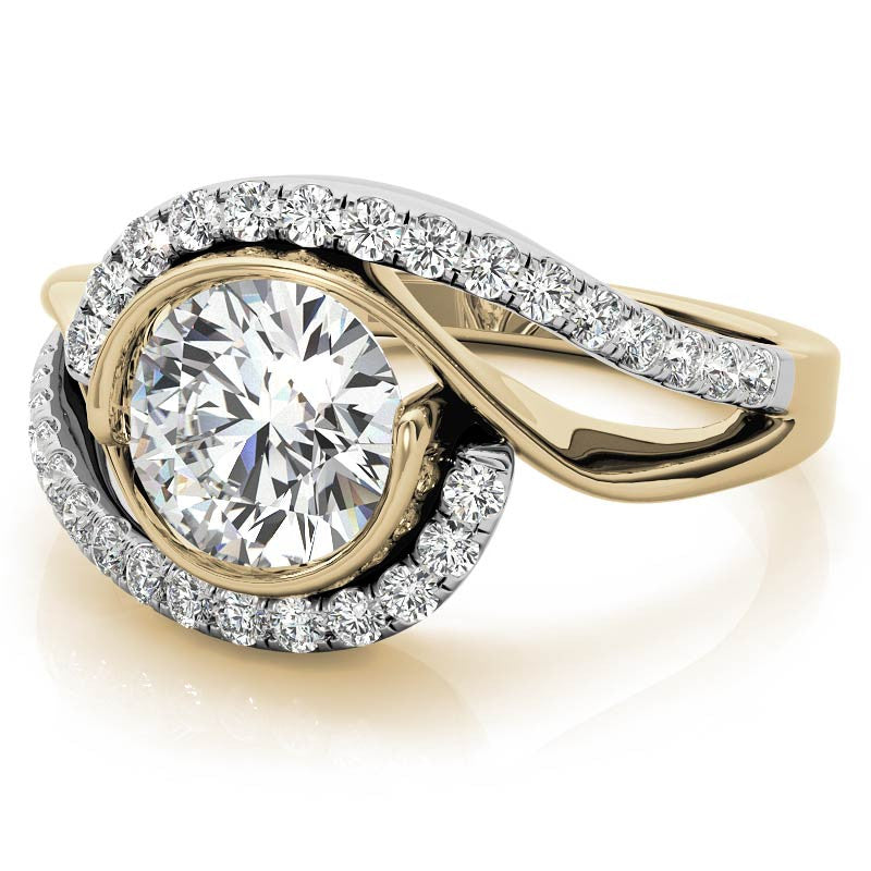 Bypass Bezel Split Shank Moissanite Engagement Ring