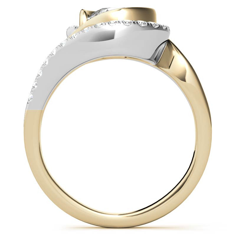 Bypass Bezel Split Shank Moissanite Engagement Ring