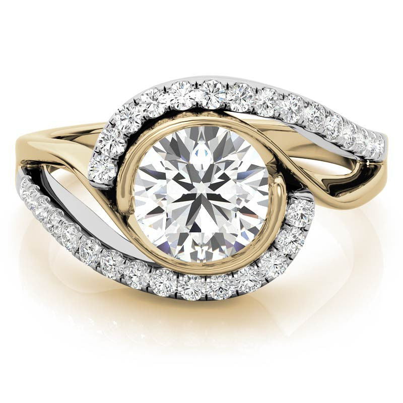Bypass Bezel Split Shank Moissanite Engagement Ring