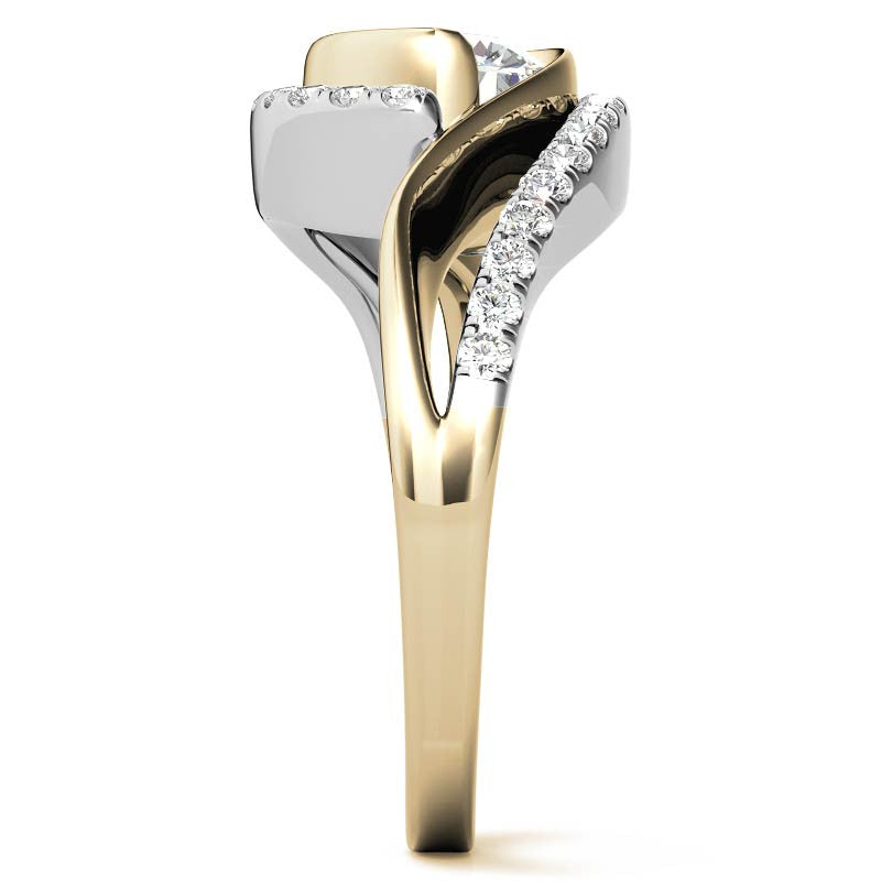 Bypass Bezel Split Shank Moissanite Engagement Ring