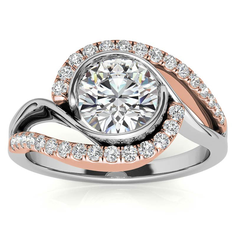 Bypass Bezel Split Shank Moissanite Engagement Ring