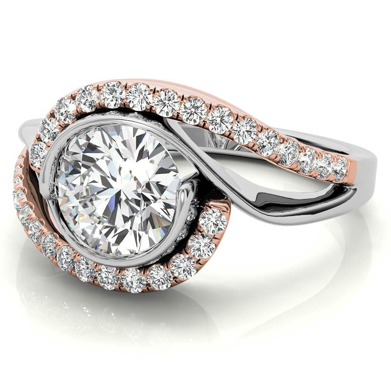 Bypass Bezel Split Shank Moissanite Engagement Ring