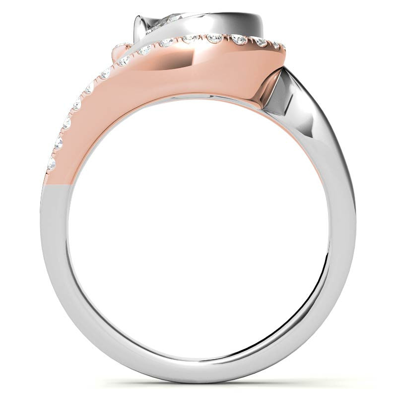 Bypass Bezel Split Shank Moissanite Engagement Ring