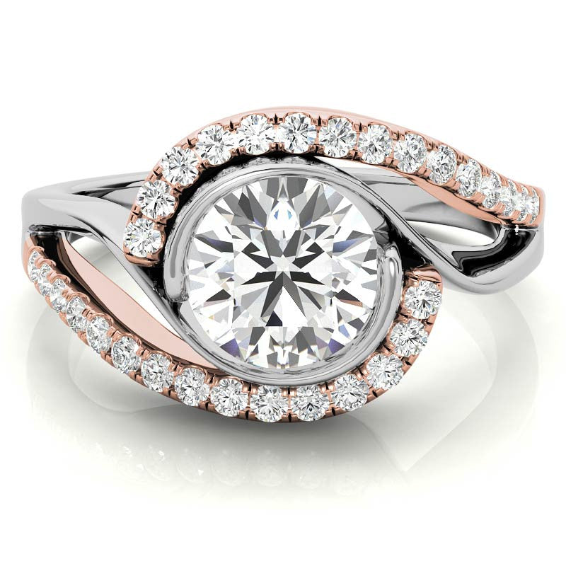 Bypass Bezel Split Shank Moissanite Engagement Ring