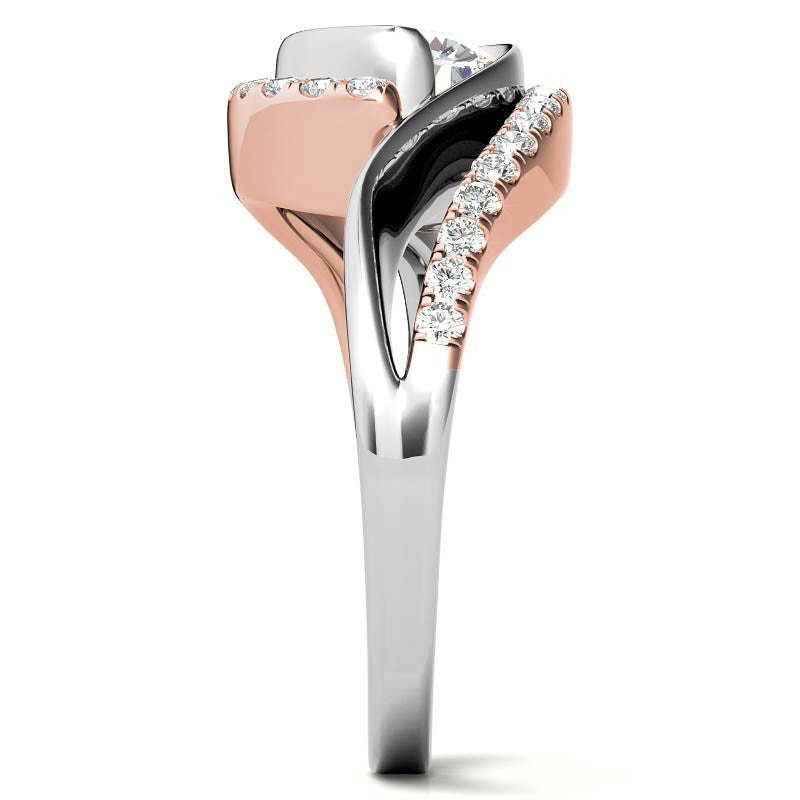 Bypass Bezel Split Shank Moissanite Engagement Ring