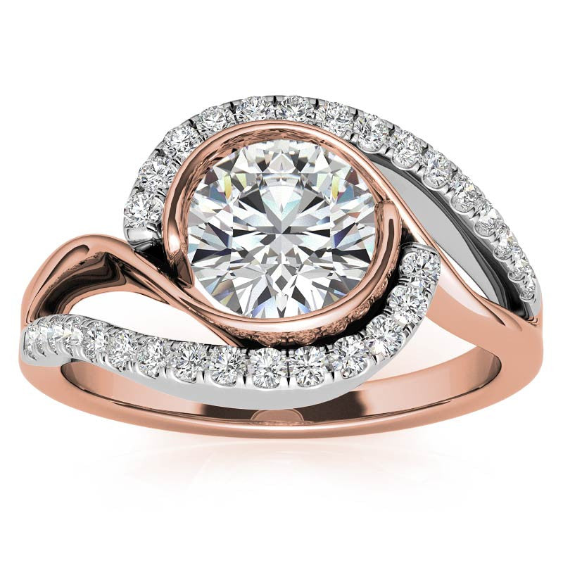 Bypass Bezel Split Shank Moissanite Engagement Ring