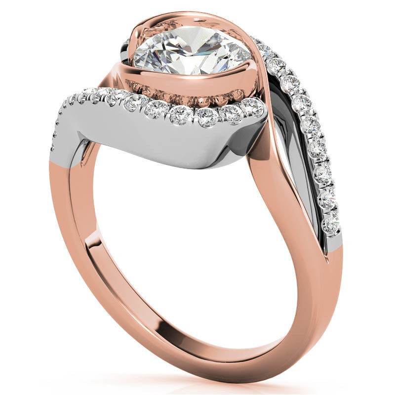 Bypass Bezel Split Shank Moissanite Engagement Ring