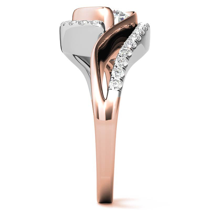 Bypass Bezel Split Shank Moissanite Engagement Ring