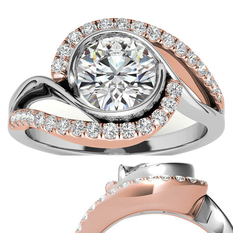 Bypass Bezel Split Shank Moissanite Engagement Ring
