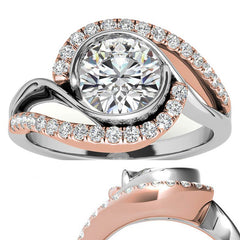 Bypass Bezel Split Shank Moissanite Engagement Ring