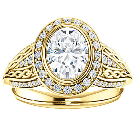Oval Moissanite Bezel Woven Ring