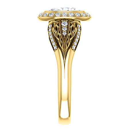 Oval Moissanite Bezel Woven Ring