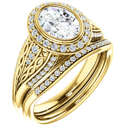 Oval Moissanite Bezel Woven Ring