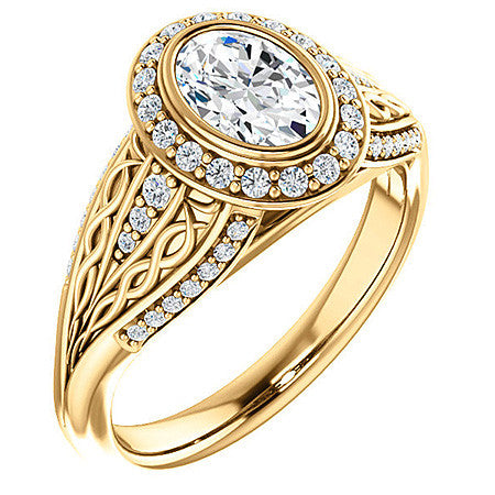 Oval Moissanite Bezel Woven Ring