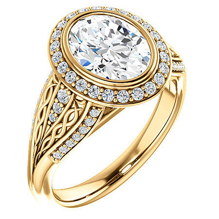 Oval Moissanite Bezel Woven Ring