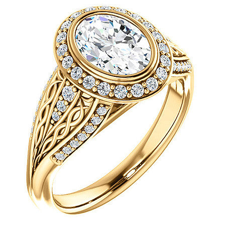 Oval Moissanite Bezel Woven Ring