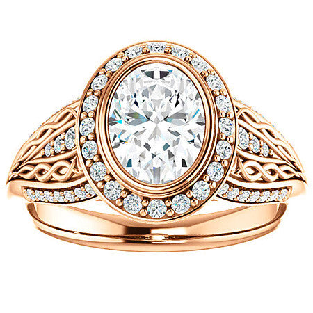 Oval Moissanite Bezel Woven Ring