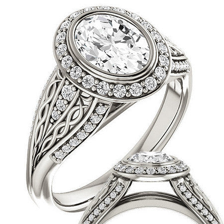 Oval Moissanite Bezel Woven Ring