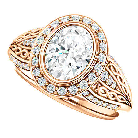 Oval Moissanite Bezel Woven Ring