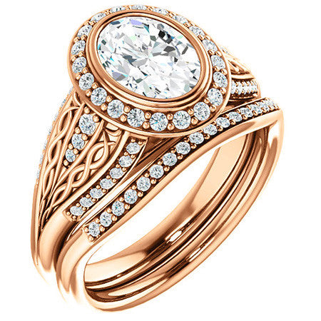 Oval Moissanite Bezel Woven Ring