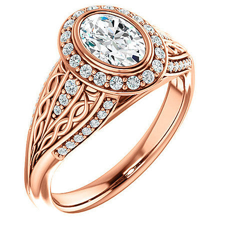 Oval Moissanite Bezel Woven Ring