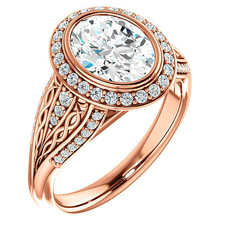 Oval Moissanite Bezel Woven Ring