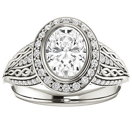Oval Moissanite Bezel Woven Ring