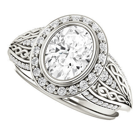 Oval Moissanite Bezel Woven Ring