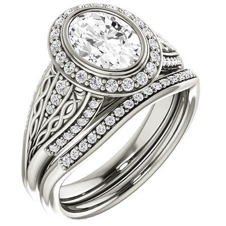 Oval Moissanite Bezel Woven Ring
