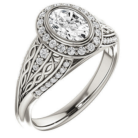 Oval Moissanite Bezel Woven Ring