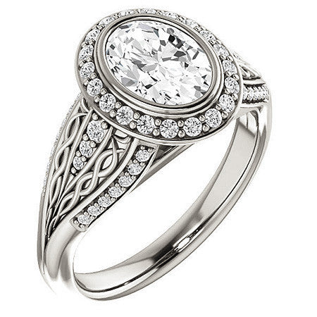 Oval Moissanite Bezel Woven Ring