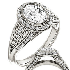 Oval Moissanite Bezel Woven Ring