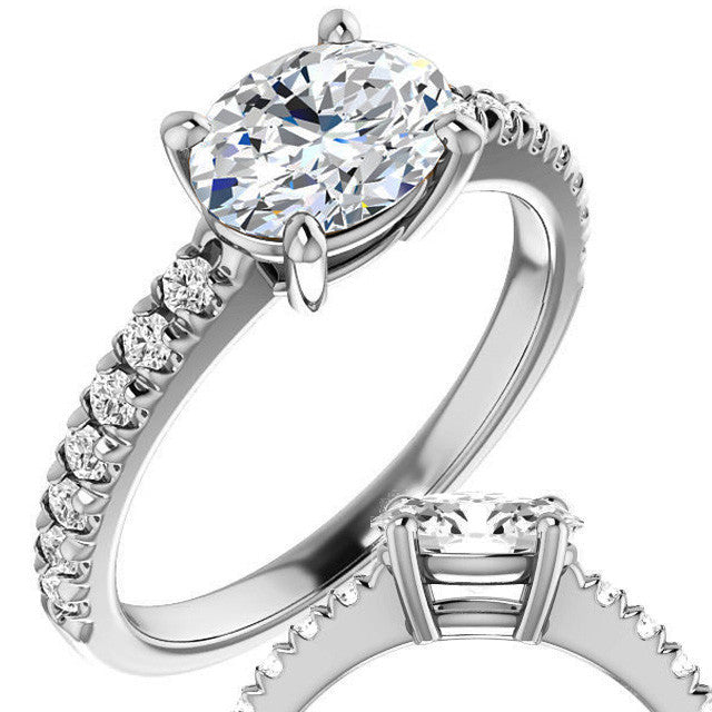 Oval U-Prong Moissanite Engagement Ring